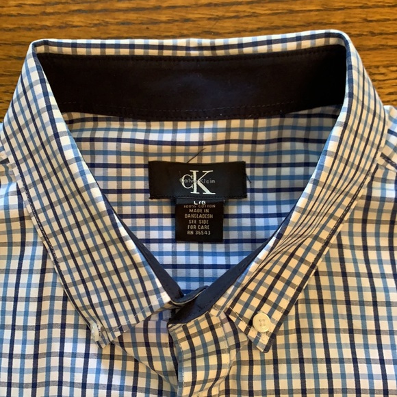 Calvin Klein long sleeve button up - blue check - Picture 2 of 6